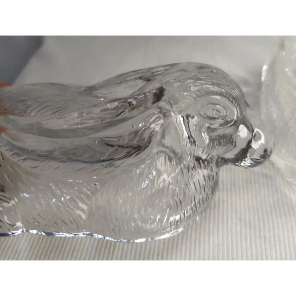 Vintage‎ Glass Molded Bunny Rabbit Candy/ Trinket Dish, Table Decor